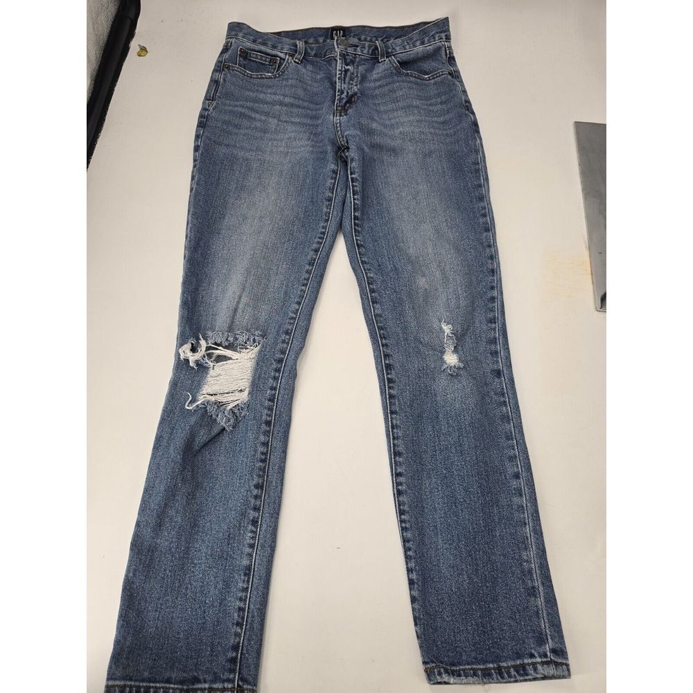 Gap Jeans Women's 25 Blue Medium Wash Best Girlfriend EST. 1969 DENIM FRAYED - Picture 11 of 11